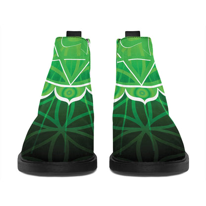 Anahata Chakra Spiritual Print Flat Ankle Boots