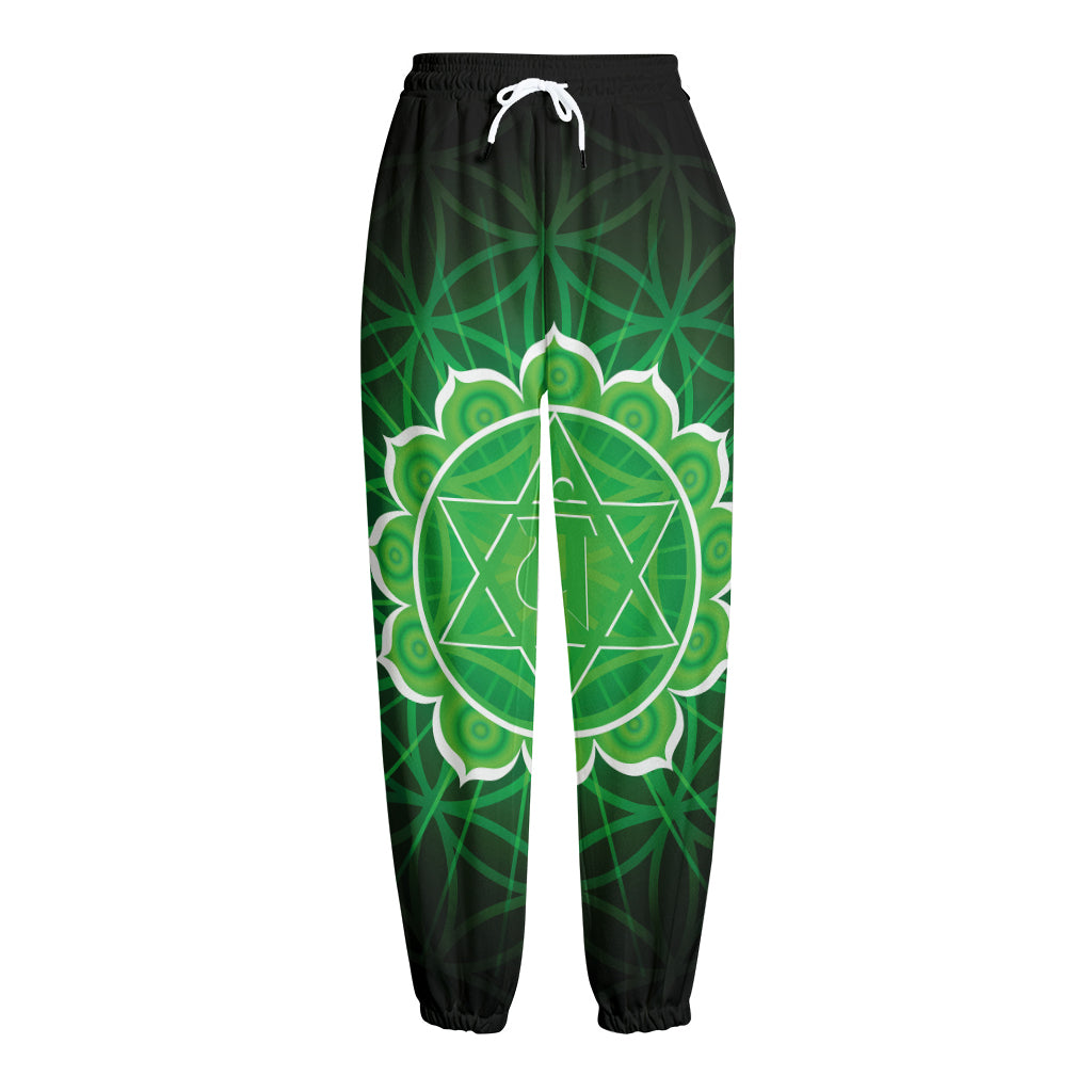 Anahata Chakra Spiritual Print Fleece Lined Knit Pants