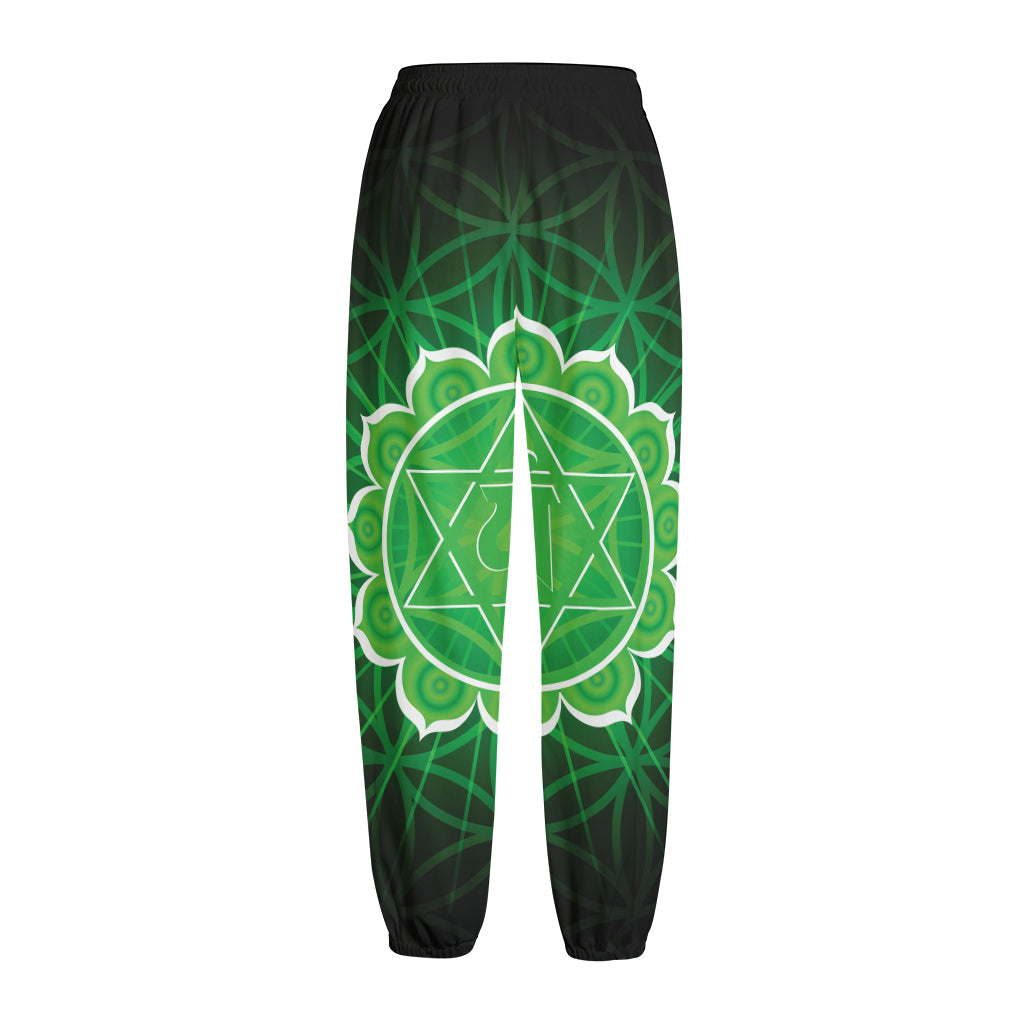 Anahata Chakra Spiritual Print Fleece Lined Knit Pants
