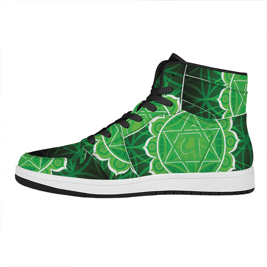 Anahata Chakra Spiritual Print High Top Leather Sneakers