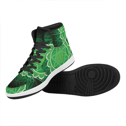 Anahata Chakra Spiritual Print High Top Leather Sneakers
