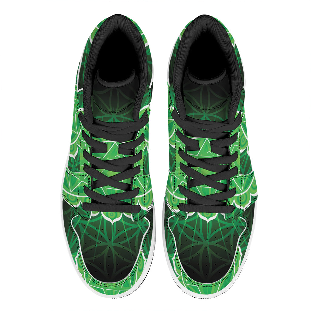 Anahata Chakra Spiritual Print High Top Leather Sneakers