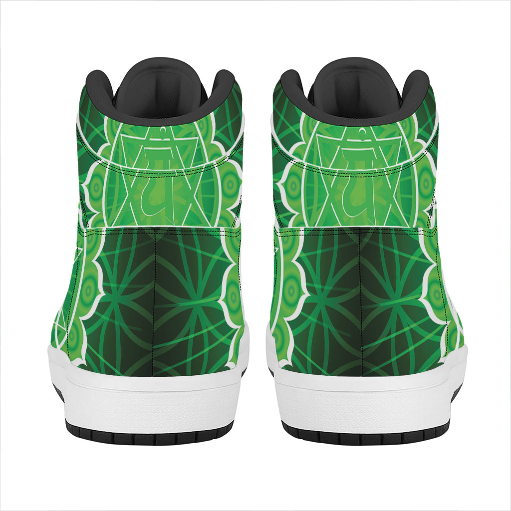 Anahata Chakra Spiritual Print High Top Leather Sneakers