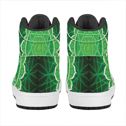 Anahata Chakra Spiritual Print High Top Leather Sneakers