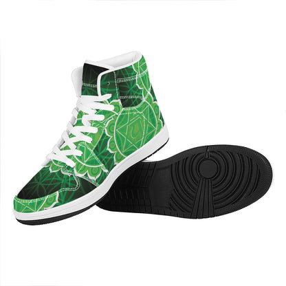Anahata Chakra Spiritual Print High Top Leather Sneakers