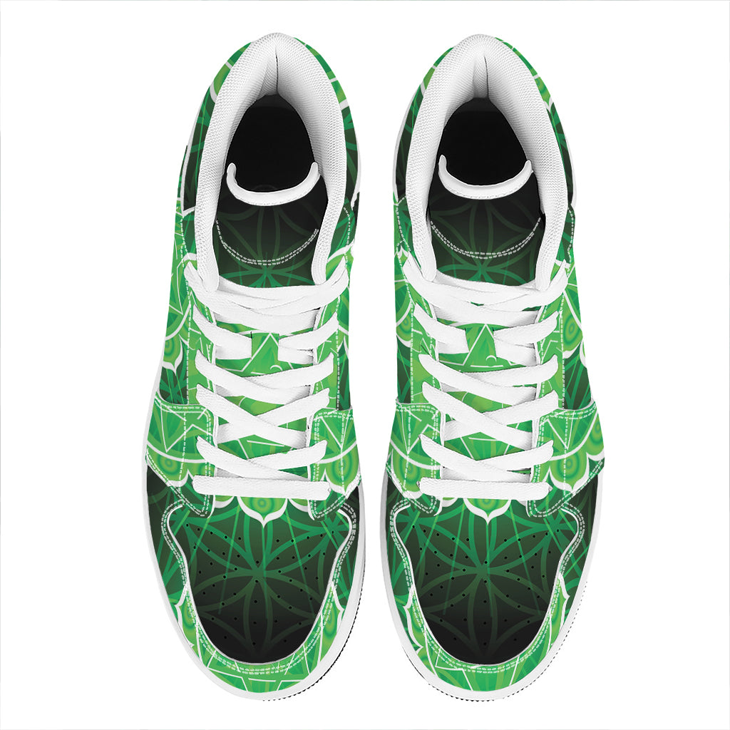 Anahata Chakra Spiritual Print High Top Leather Sneakers