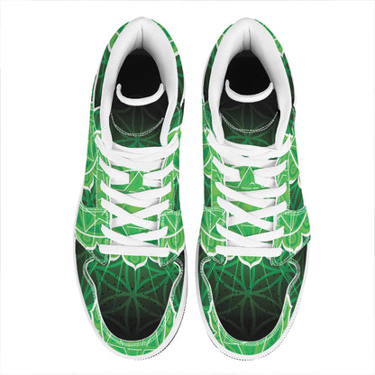 Anahata Chakra Spiritual Print High Top Leather Sneakers