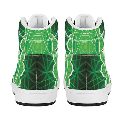 Anahata Chakra Spiritual Print High Top Leather Sneakers