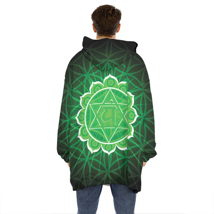 Anahata Chakra Spiritual Print Hoodie Blanket