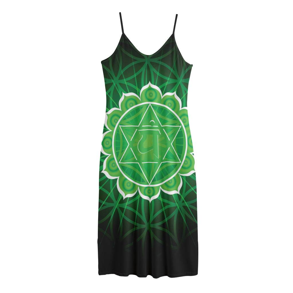 Anahata Chakra Spiritual Print Jersey Midi Cami Dress
