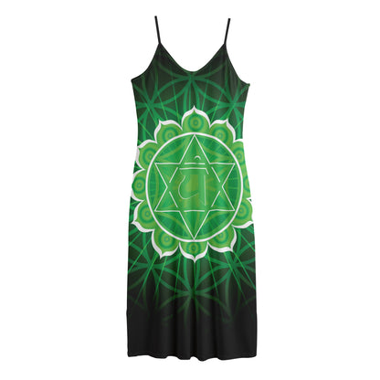 Anahata Chakra Spiritual Print Jersey Midi Cami Dress