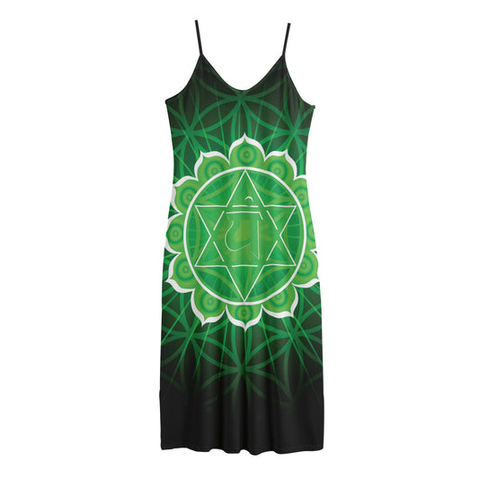 Anahata Chakra Spiritual Print Jersey Midi Cami Dress