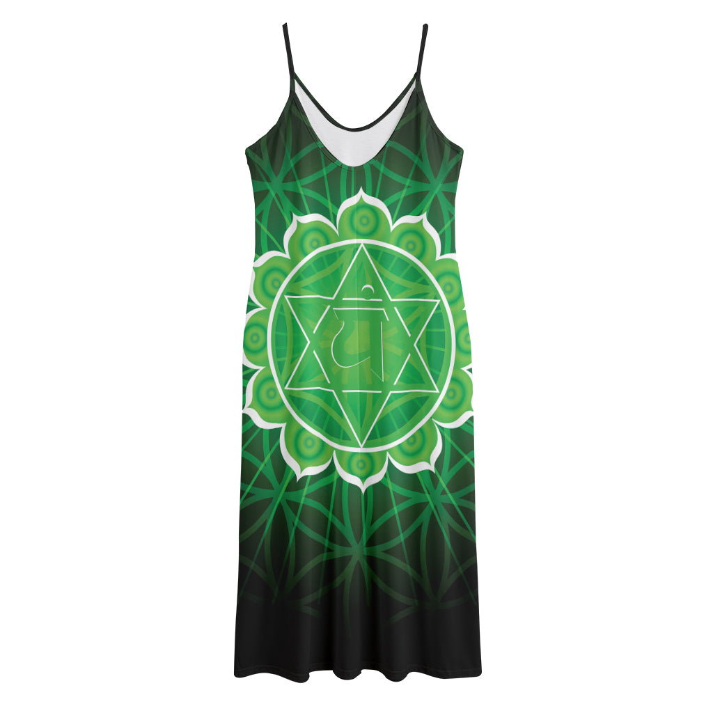 Anahata Chakra Spiritual Print Jersey Midi Cami Dress