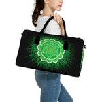 Anahata Chakra Spiritual Print Leather Duffle Bag