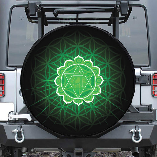 Anahata Chakra Spiritual Print Leather Spare Tire Cover