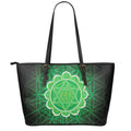 Anahata Chakra Spiritual Print Leather Tote Bag With Zipper