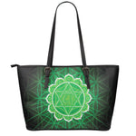 Anahata Chakra Spiritual Print Leather Tote Bag