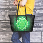 Anahata Chakra Spiritual Print Leather Tote Bag