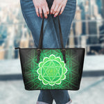 Anahata Chakra Spiritual Print Leather Tote Bag