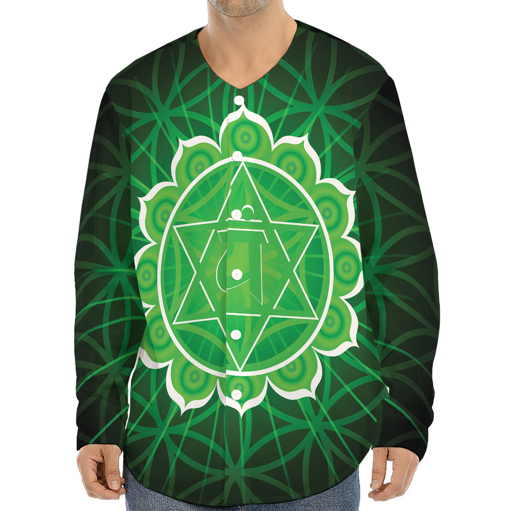 Anahata Chakra Spiritual Print Long Sleeve Baseball Jersey