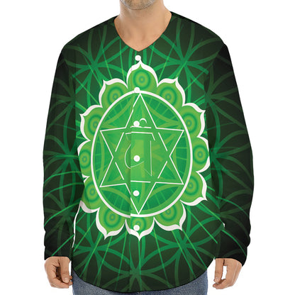 Anahata Chakra Spiritual Print Long Sleeve Baseball Jersey