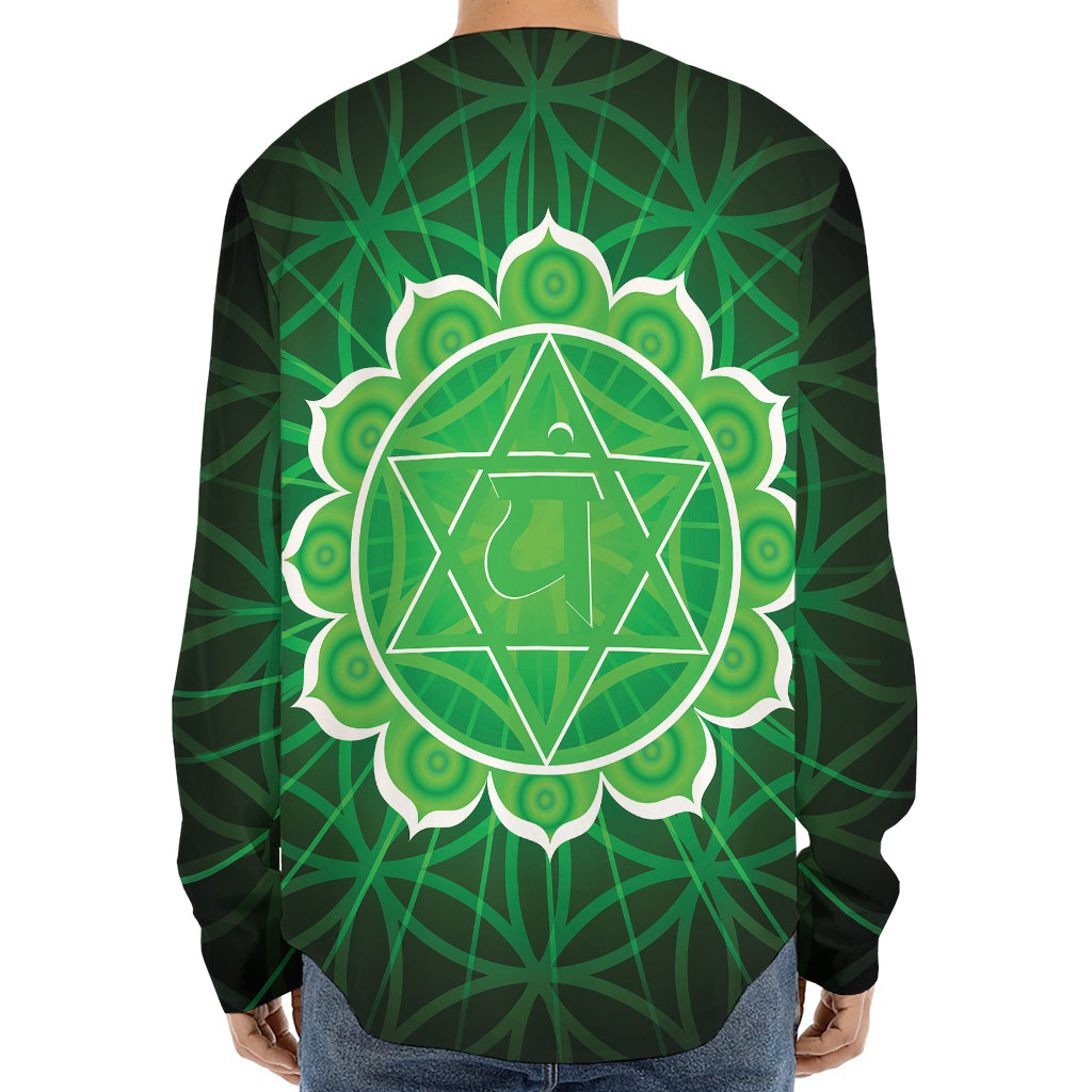 Anahata Chakra Spiritual Print Long Sleeve Baseball Jersey