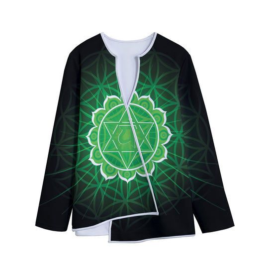 Anahata Chakra Spiritual Print Long Sleeve Short Coat