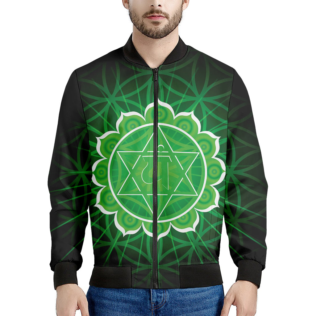Anahata Chakra Spiritual Print Men's Bomber Jacket