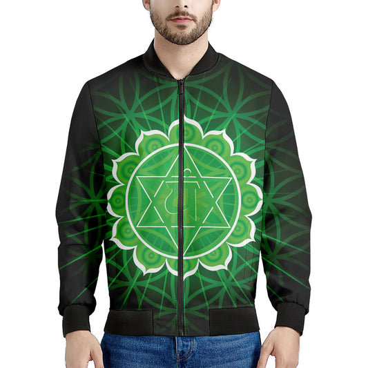 Anahata Chakra Spiritual Print Men's Bomber Jacket