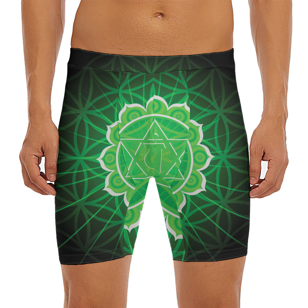 Anahata Chakra Spiritual Print Men's Long Boxer Briefs
