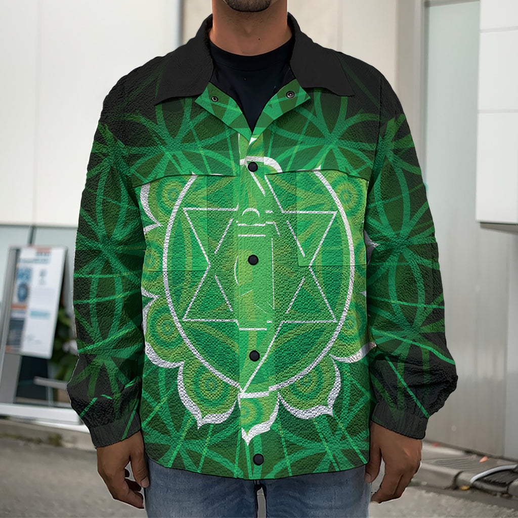 Anahata Chakra Spiritual Print Men's Shirt Jacket
