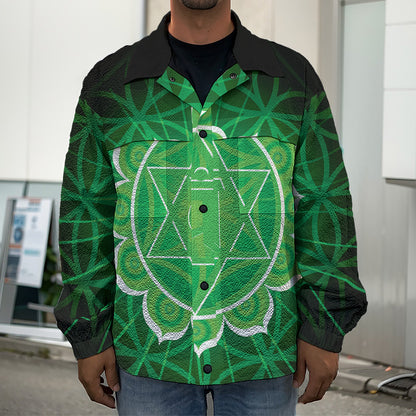 Anahata Chakra Spiritual Print Men's Shirt Jacket