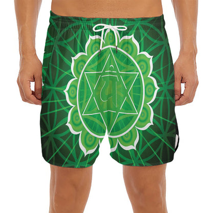 Anahata Chakra Spiritual Print Men's Split Running Shorts