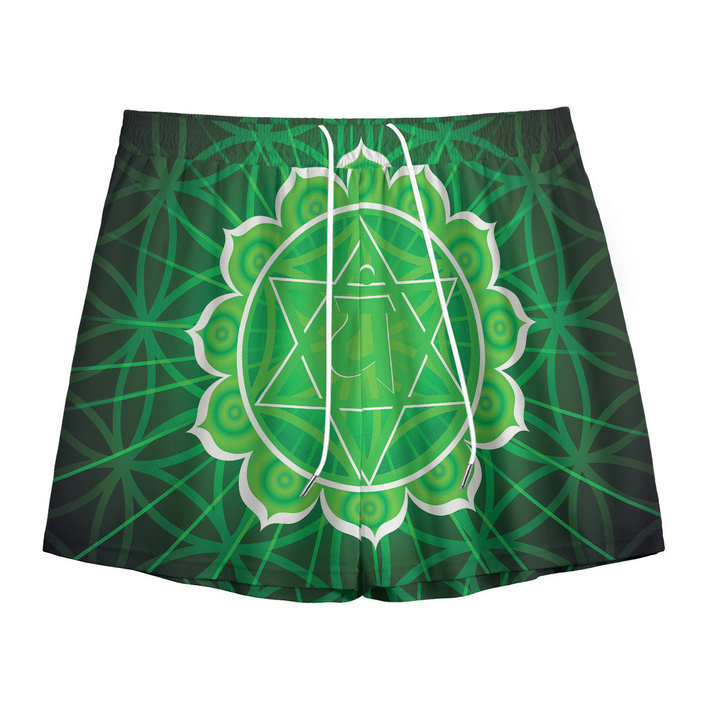 Anahata Chakra Spiritual Print Mesh Shorts