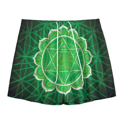 Anahata Chakra Spiritual Print Mesh Shorts