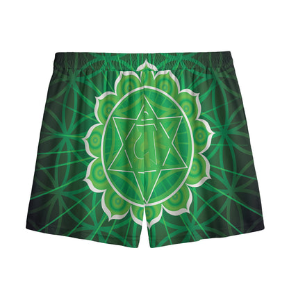 Anahata Chakra Spiritual Print Mesh Shorts