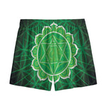 Anahata Chakra Spiritual Print Mesh Shorts