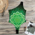 Anahata Chakra Spiritual Print One Shoulder Bodysuit