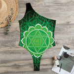 Anahata Chakra Spiritual Print One Shoulder Bodysuit