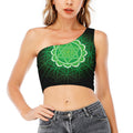 Anahata Chakra Spiritual Print One Shoulder Crop Top