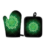 Anahata Chakra Spiritual Print Oven Mitt And Pot Holder Set