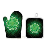 Anahata Chakra Spiritual Print Oven Mitt And Pot Holder Set