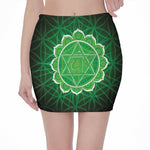 Anahata Chakra Spiritual Print Pencil Mini Skirt