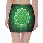 Anahata Chakra Spiritual Print Pencil Mini Skirt