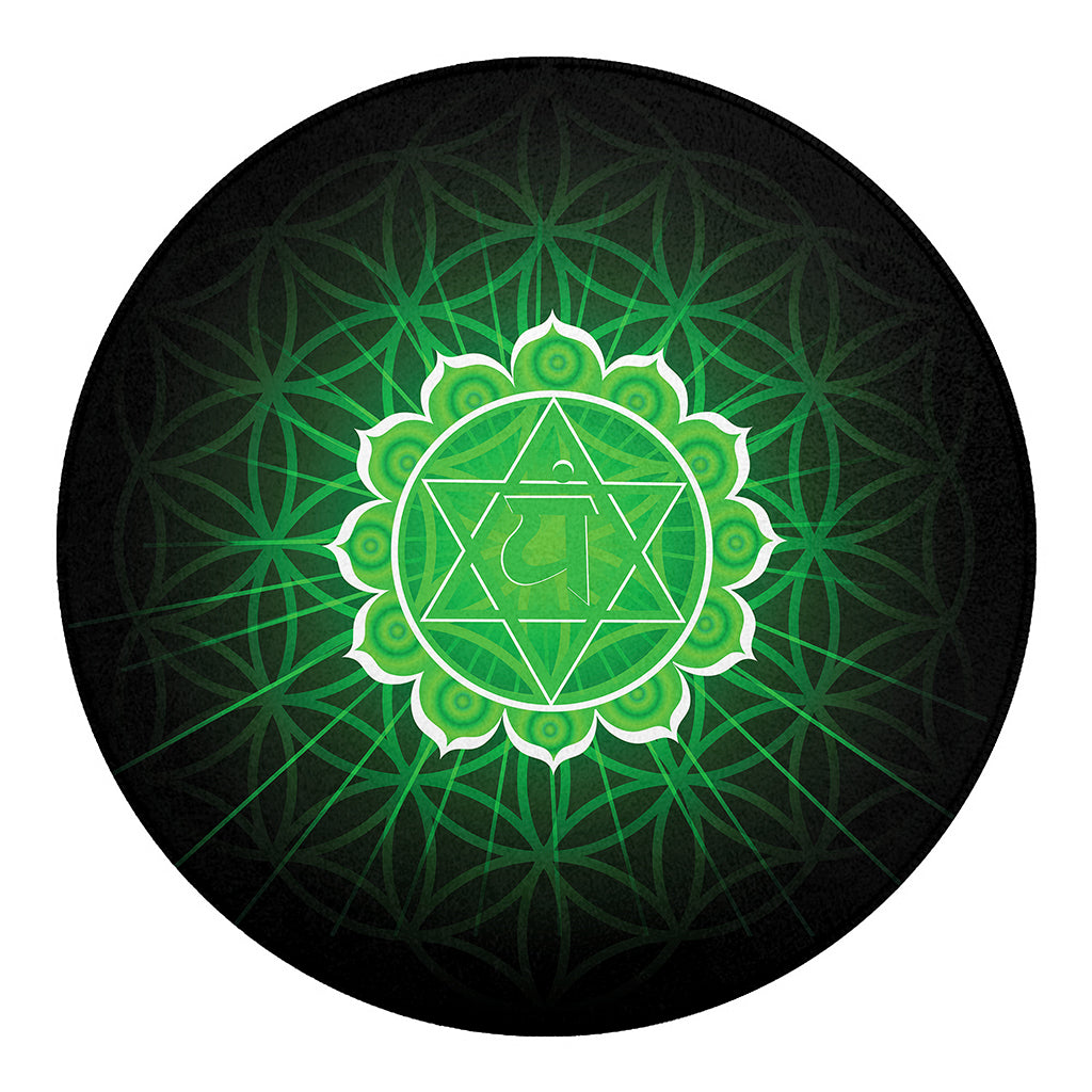 Anahata Chakra Spiritual Print Round Blanket
