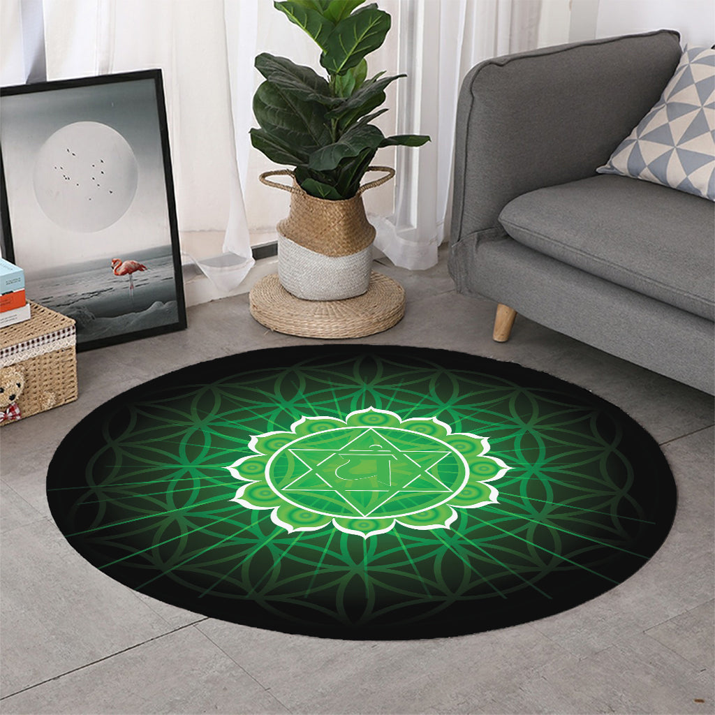 Anahata Chakra Spiritual Print Round Rug