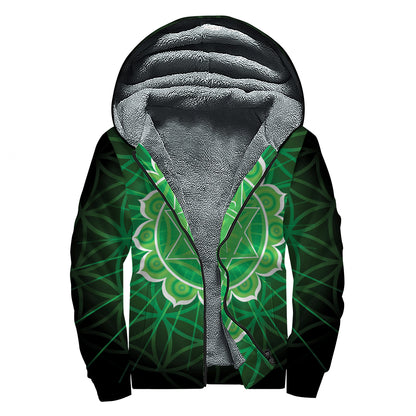 Anahata Chakra Spiritual Print Sherpa Lined Zip Up Hoodie