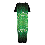 Anahata Chakra Spiritual Print Short Sleeve Long Nightdress