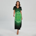 Anahata Chakra Spiritual Print Short Sleeve Maxi Dress