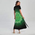 Anahata Chakra Spiritual Print Short Sleeve Maxi Dress